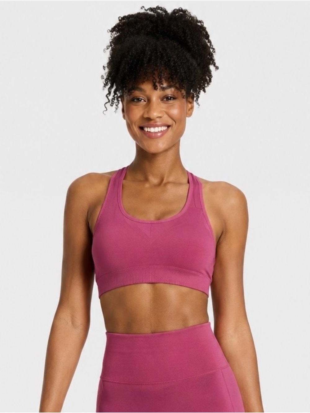 All In Motion Women's Seamless Medium Support Racerback Sports Bra Pink Size XS